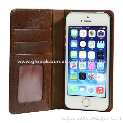 Folio book PU leather mobile phone cases for iPhone 5S, with card slots, OEM and ODM are available